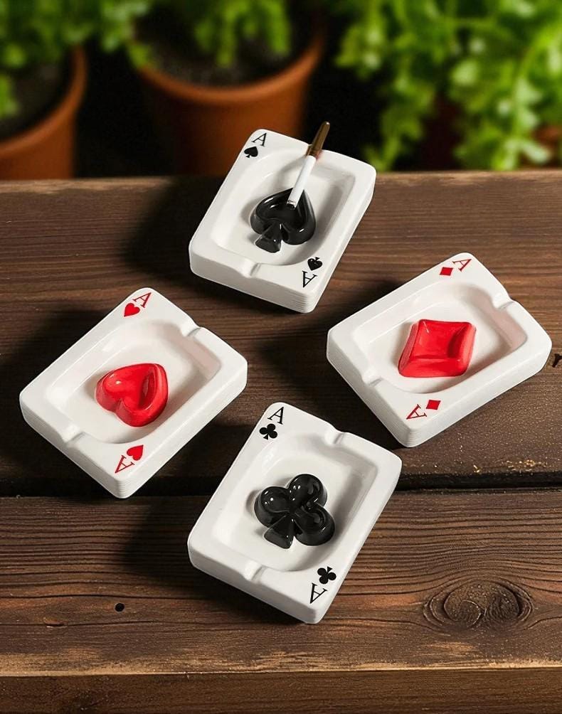 Ceramic Ashtray Unique Handmade Creative Art Decor Card Home