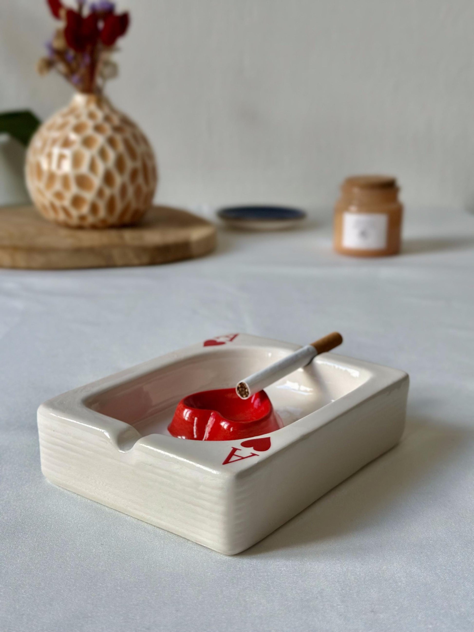 Ceramic Ashtray Unique Handmade Creative Art Decor Card Home