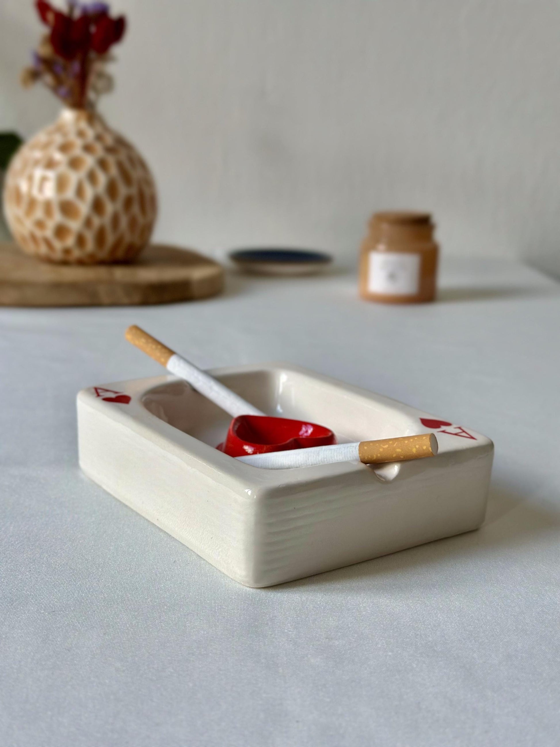 Ceramic Ashtray Unique Handmade Creative Art Decor Card Home
