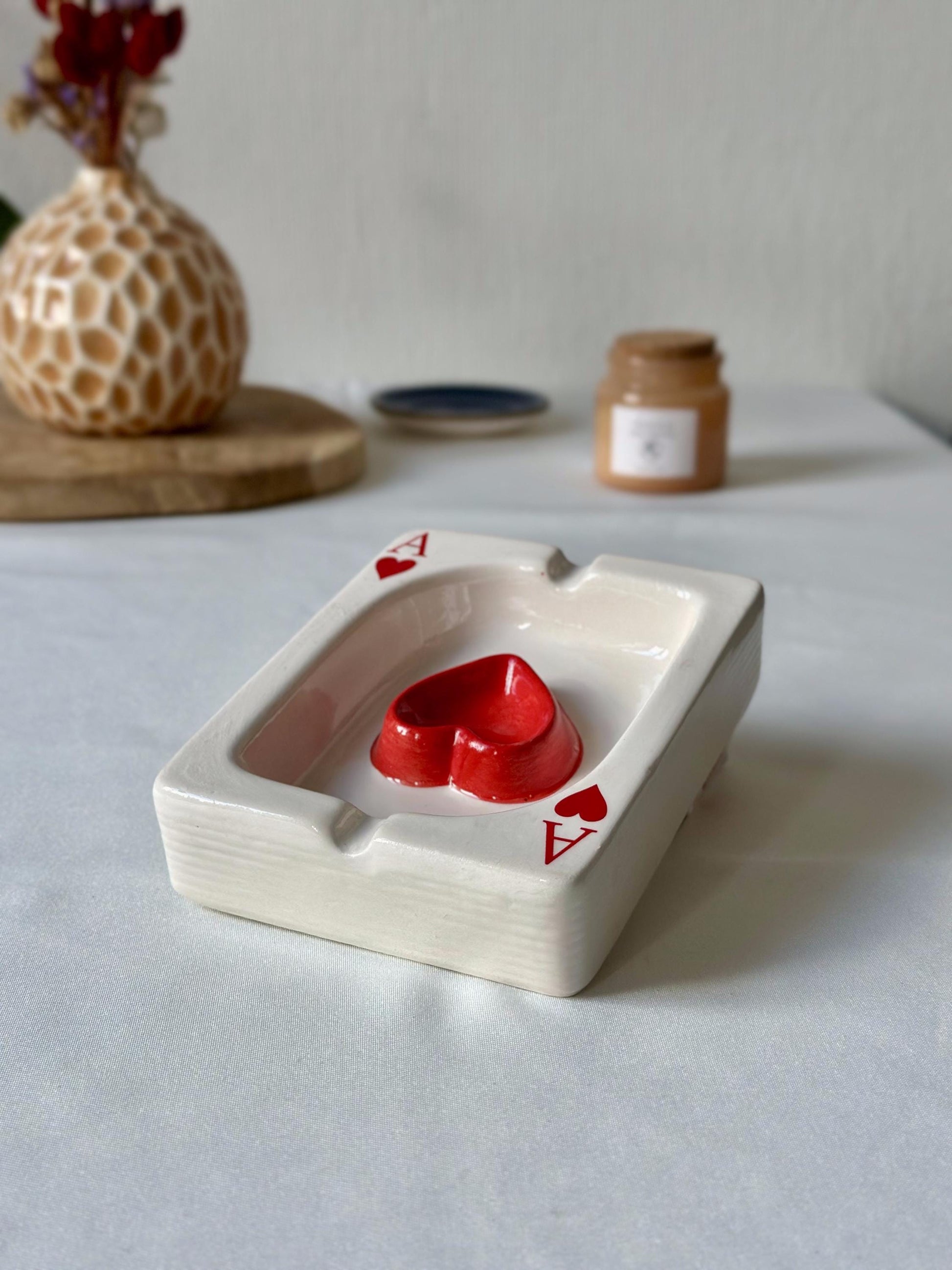 Ceramic Ashtray Unique Handmade Creative Art Decor Card Home