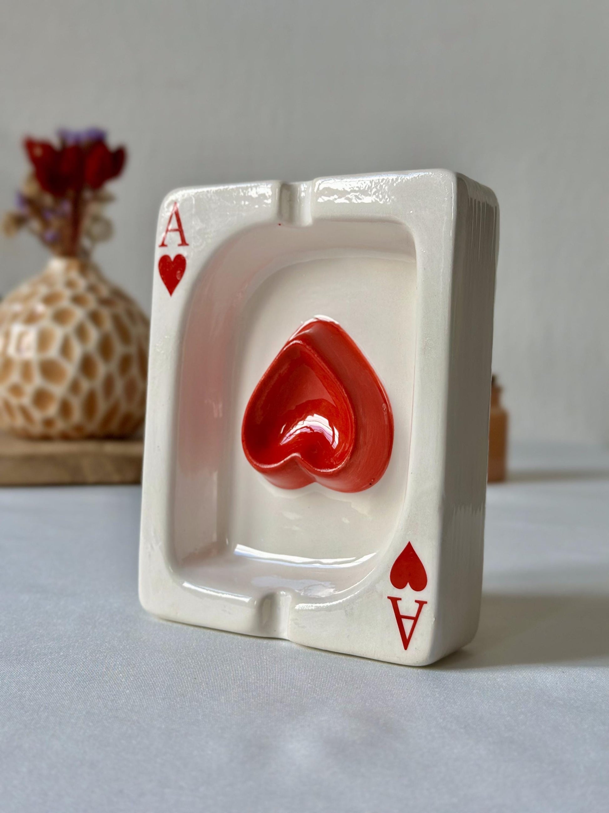 Ceramic Ashtray Unique Handmade Creative Art Decor Card Home