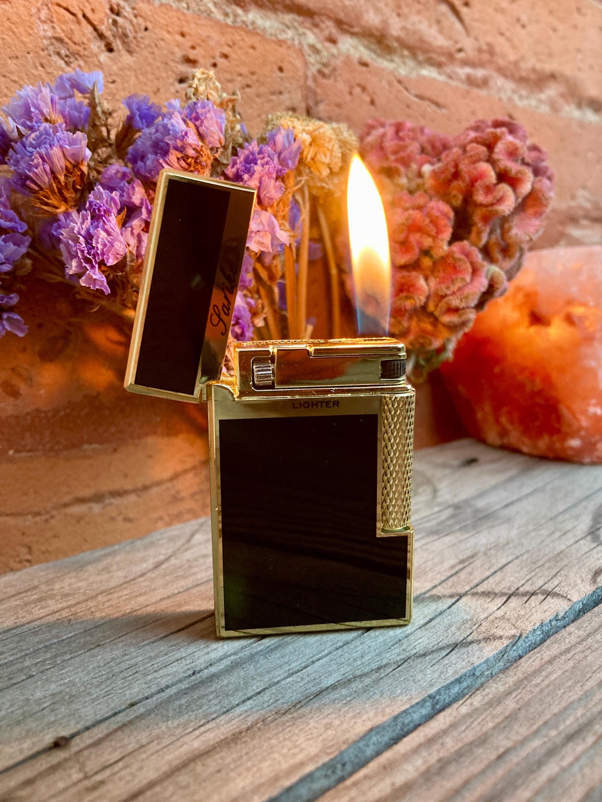 Adjustable Windproof Wheel Lighter, Premium Model, Unique Gift, Collection, Side Ignition Lighter, Dual Flame, Refillable