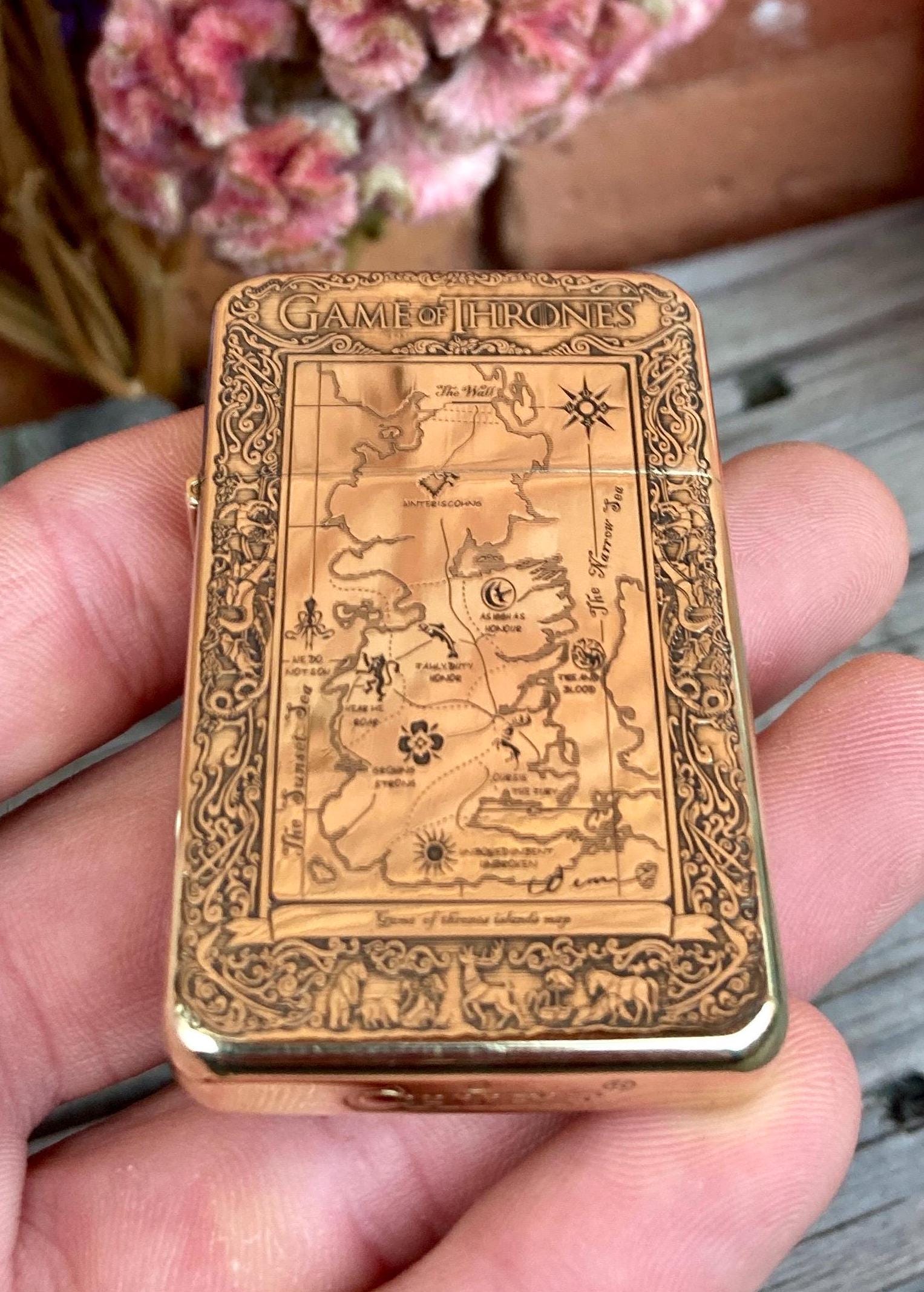 Engraved Vintage Game of Thrones Lighter Windproof Cigarette Retro Zippo Personalized Gift Collector's Accessory Collection
