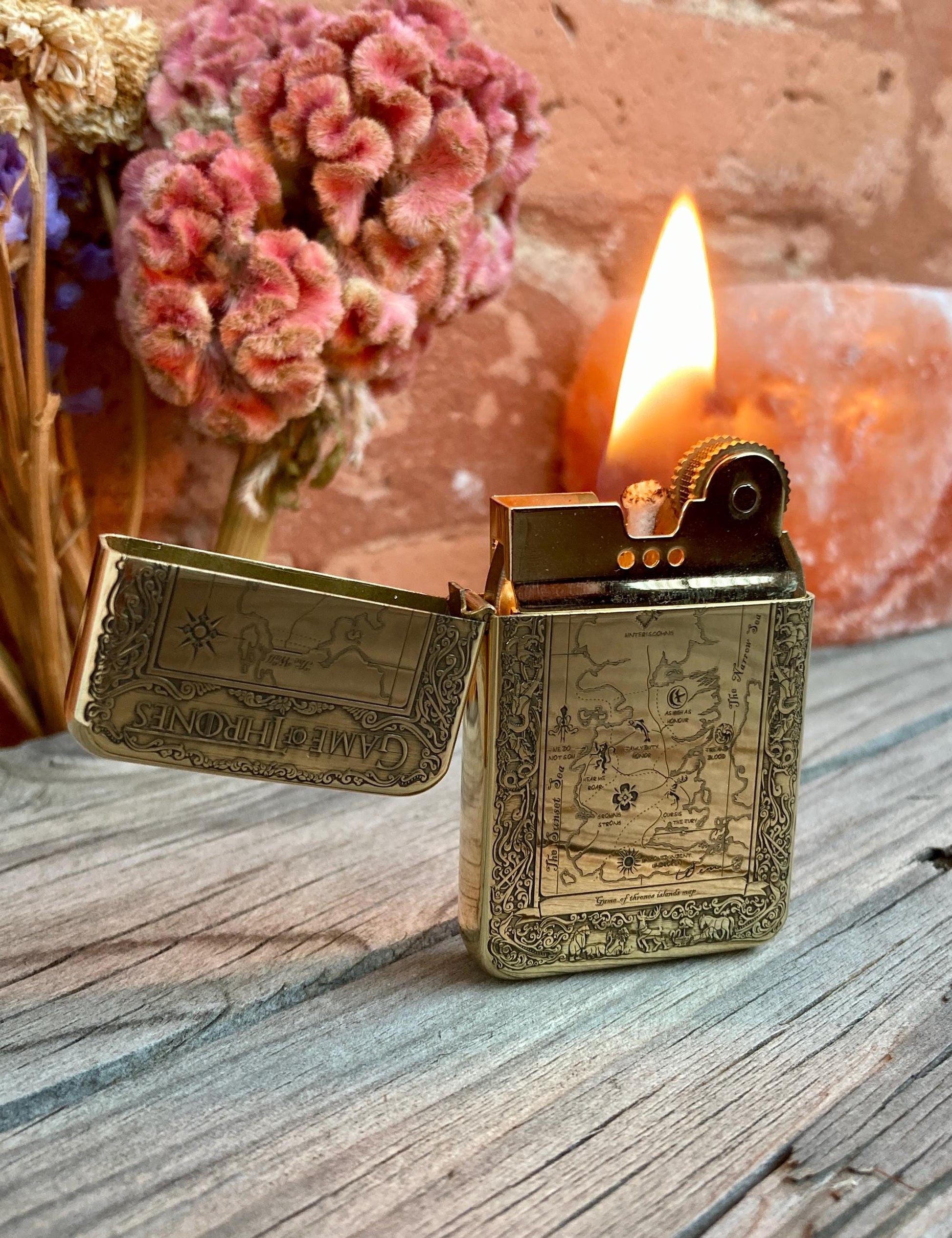 Engraved Vintage Game of Thrones Lighter Windproof Cigarette Retro Zippo Personalized Gift Collector's Accessory Collection