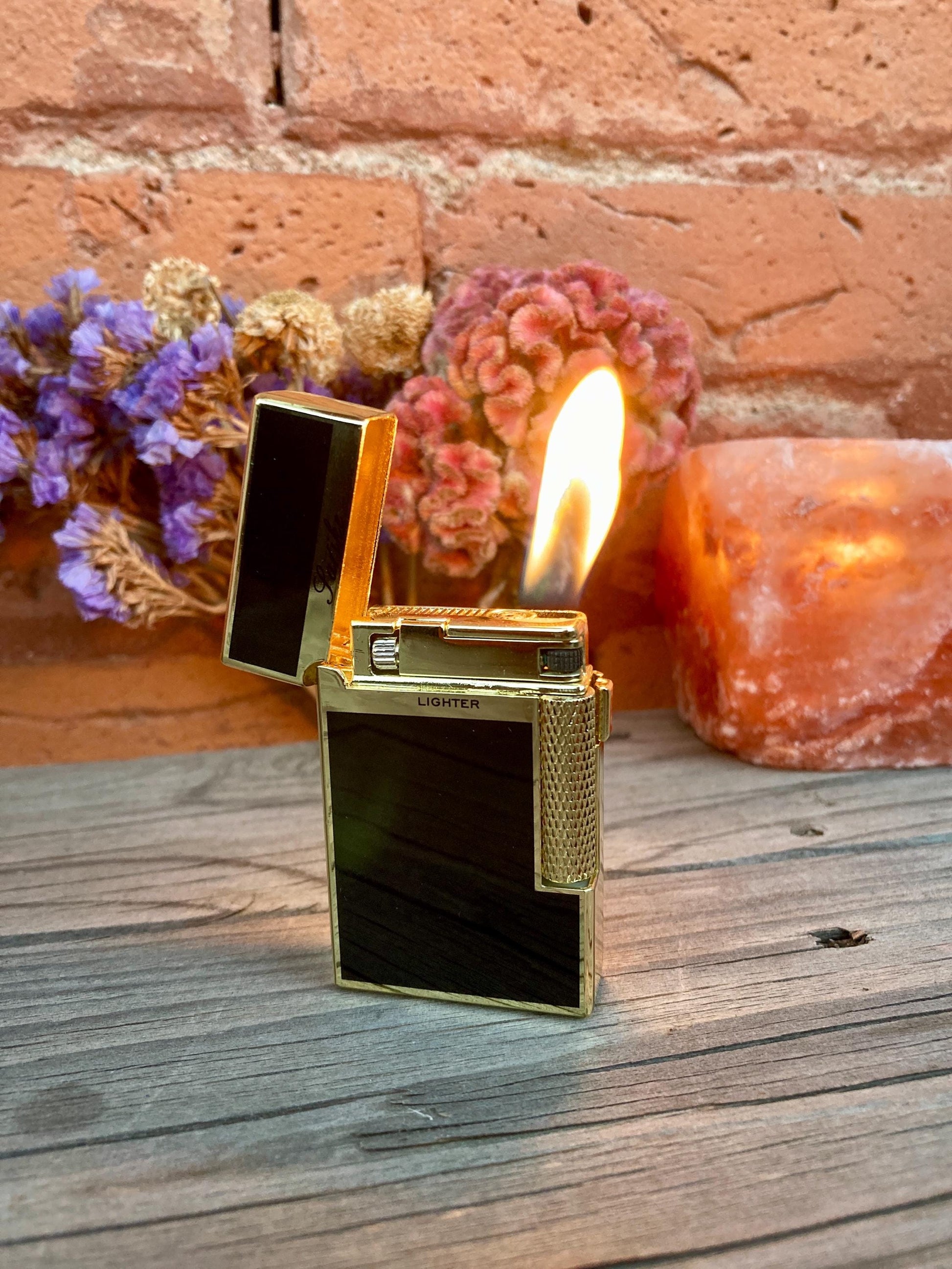 Adjustable Windproof Wheel Lighter, Premium Model, Unique Gift, Collection, Side Ignition Lighter, Dual Flame, Refillable